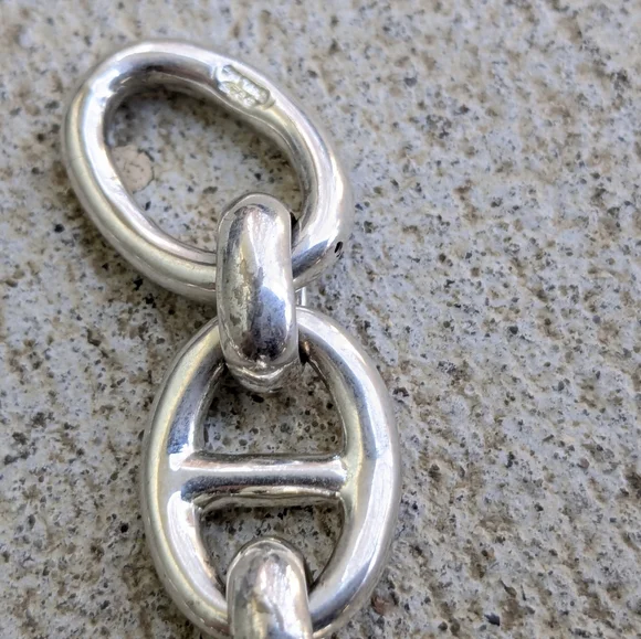 Vintage Sterling Silver Bracelet 8 Anchor Mariner Hollow Puffy 8